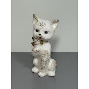 White Cat Figurine Spaghetti Detail California Creations by Bradley Japan Vtg 6”